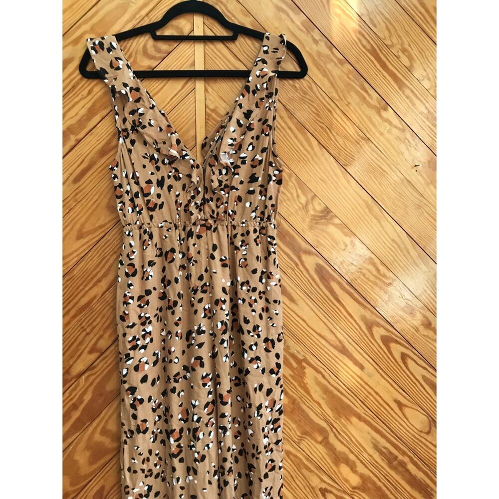 Saltwater Luxe Leopard Print V Neck Ruffle Romper